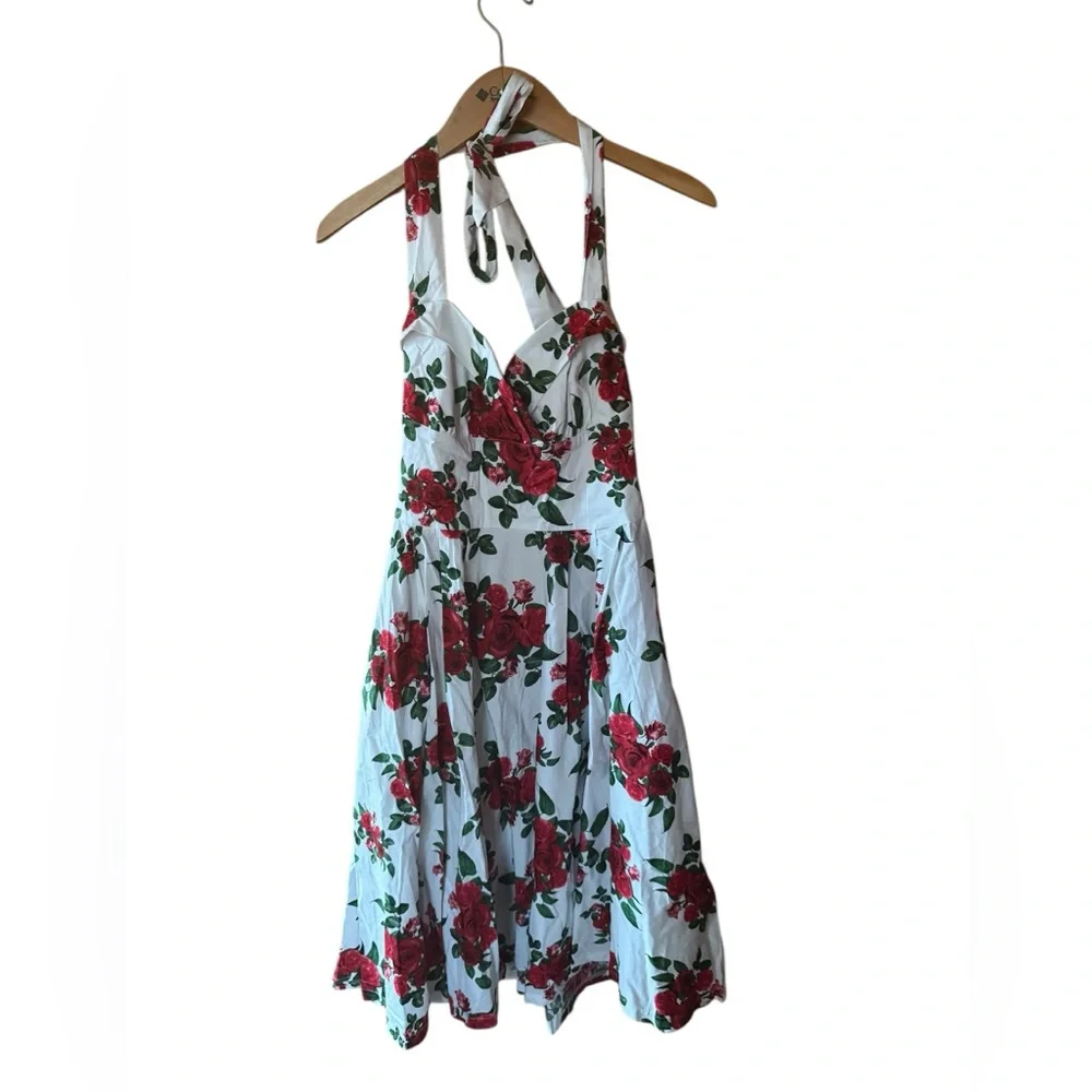 halter ball dress Sherri Hill Plunging Halter Prom Dress 57600 Ivory Print / 0 main image 0